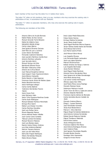 LISTA DE ÁRBITROS - Turno ordinario
