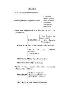 OCEANÍA - Es el continente de menor tamaño · Australia ·Nueva