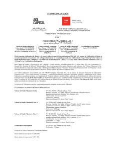 aviso de colocación fideicomiso financiero agl v