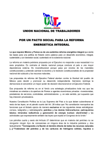 Posición de UNT respecto a la Reforma Energética