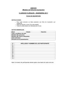 ANEXOS (Modelo de ficha de inscripción) II JUEGOS FLORALES