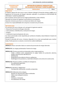 PRL sector del vidrio y la rotulación. Instalador de