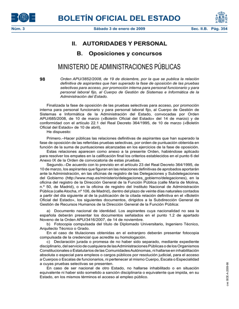 Relación Definitiva De Aspirantes Que Han Superado La Fase