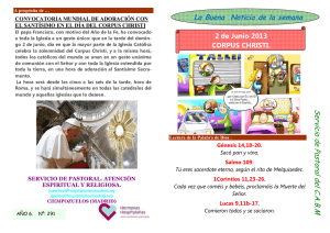 S ervicio d e Pastoral d el C .A .B .M La Buena Noticia de la semana