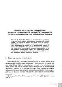 Orígenes de la Idea de Hermenéutica. Supuestos Terminológicos