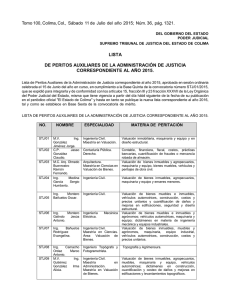 LISTA DE PERITOS AUXILIARES DE LA ADMINISTRACIÓN DE