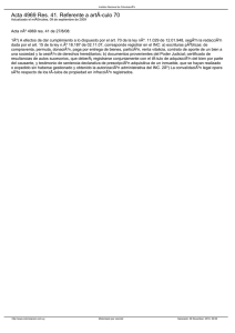 Acta 4969 Res. 41. Referente a artÃ-culo 70
