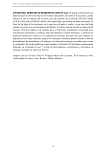 SUCESIONES, DERECHO DE REPRESENTACION EN LAS. No