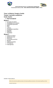 Tema: La Materia, Energía y Sonido Tiempo: 2 periodos