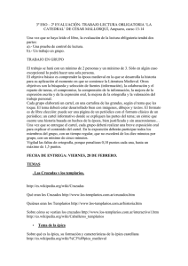 3º ESO – 2ª EVALUACIÓN- TRABAJO LECTURA OBLIGATORIA `LA