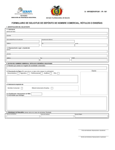 Formulario de solicitud de deposito de nombre comercial, rotulos o