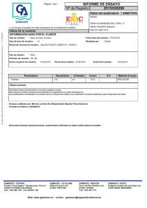 INFORME DE ENSAYO Nº de Registro 2015/026206