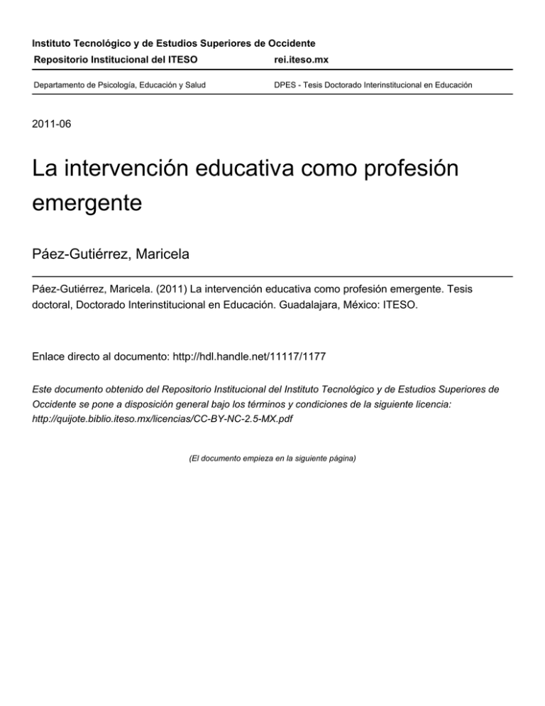 La Intervenci n Educativa Como Profesi n Emergente ReI