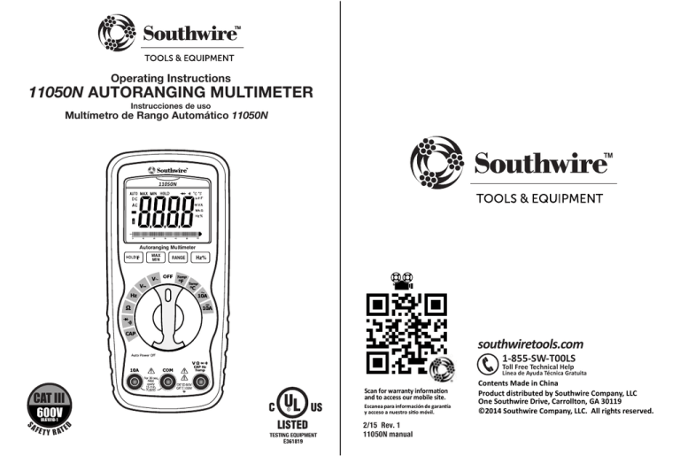 11050n autoranging multimeter