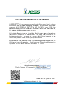 CERTIFICADO DE CUMPLIMIENTO DE OBLIGACIONES El IESS