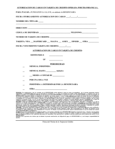 AUTORIZACION DE CARGO EN TARJETA DE