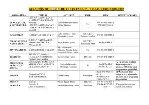 relación de libros de texto para 1º de eso curso 2008-2009