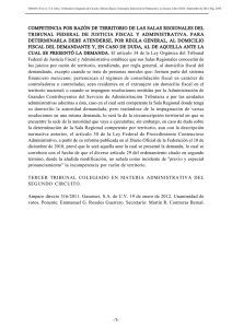 competencia por razón de territorio de las salas regionales del