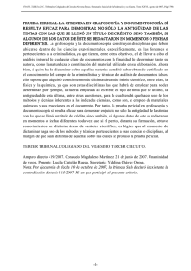 prueba pericial. la ofrecida en grafoscopía y documentoscopía sí