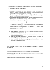 1 LA MATERIA. ESTADOS DE AGREGACIÓN. LEYES DE LOS