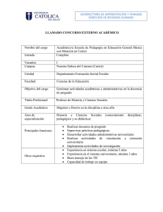 LLAMADO CONCURSO EXTERNO ACADÉMICO Nombre del cargo