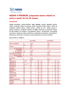 tabla nutricional