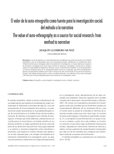 El valor de la auto-etnografía como fuente para la investigación