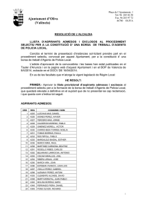 Llista admesos i exclosos i data primer examen