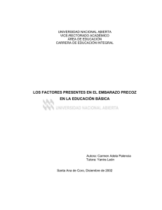 los factores presentes en el embarazo precoz en la educación básica