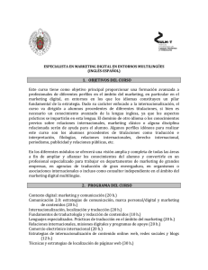 1. OBJETIVOS DEL CURSO Este curso tiene como objetivo