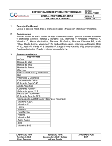 ESPECIFICACIÓN DE PRODUCTO TERMINADO CEREAL EN