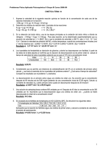 1. Exprese la velocidad de la siguiente reacción