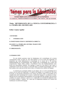 Título: METODOLOGÍA DE LA CIENCIA CONTEMPORÁNEA Y LA