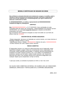 MODELO CERTIFICADO DE SEGURO DE DRON