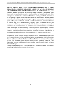 prueba pericial médica en el juicio laboral ofrecida por la parte