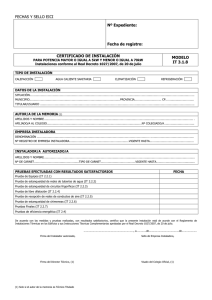 Certificado de Instalación Térmica (5-70kW) - Modelo IT 3.1.8