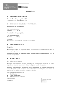 FICHA TÉCNICA 1. NOMBRE DEL MEDICAMENTO Alopurinol Teva