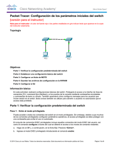 Packet Tracer: Configuración de los parámetros iniciales del switch