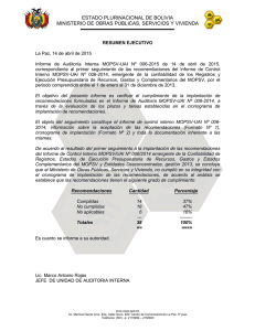estado plurinacional de bolivia ministerio de obras públicas