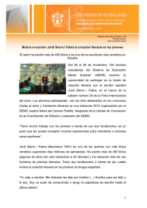 1 Motiva el escritor Jordi Sierra i Fabra la creación literaria
