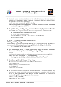 Equilibrio Químico: Problemas y Ejercicios 2º Bachillerato