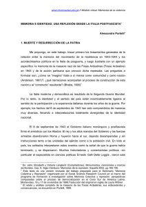 MEMORIA E IDENTIDAD. UNA REFLEXIÓN DESDE LA ITALIA