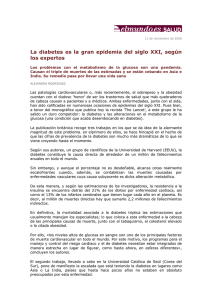 La diabetes es la gran epidemia del siglo XXI, según los expertos