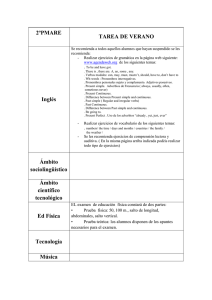 2ºPMARE TAREA DE VERANO Inglés Ámbito sociolingüístico