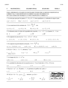 Matemática, Final de julio 2011, Tema C1, con respuestas