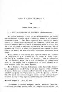 EI genero Monolena Triana, de las Melastomataceas, se conoce def