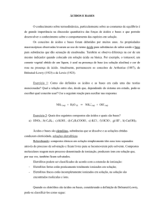 ÁCIDOS E BASES O conhecimento sobre termodinâmica