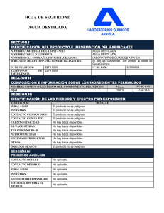 hoja de seguridad agua destilada