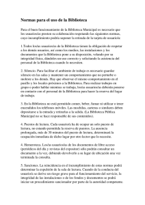 Normas para el uso de la Biblioteca