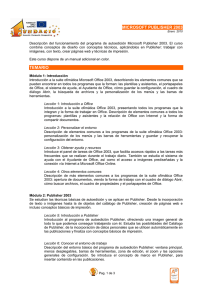 MICROSOFT PUBLISHER 2003 TEMARIO